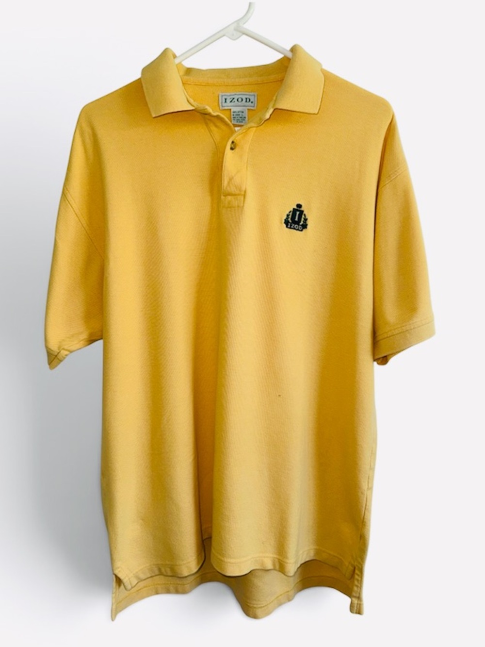 Izod Men's Pale Yellow Short-Sleeve Polo Logo Collar Pique Cotton